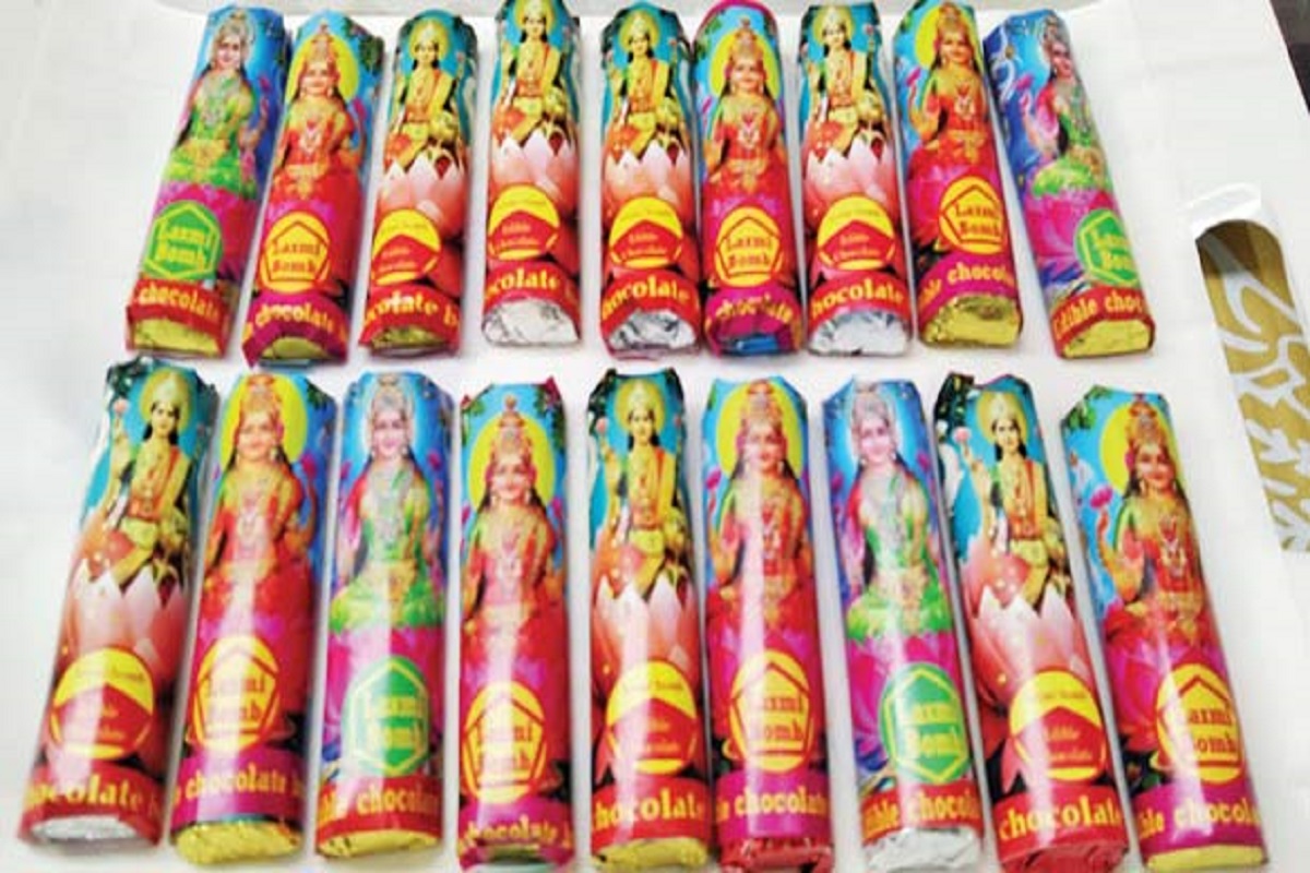Chocolates in the form of firecrackers - for sale on Diwali!